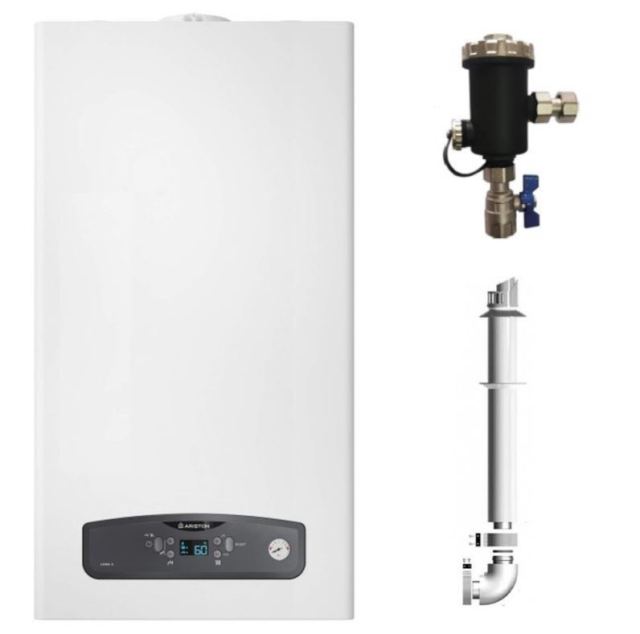 Centrala termica in condensatie Ariston Cares S 24 kW, kit evacuare inclus si Filtru Antimagnetita
