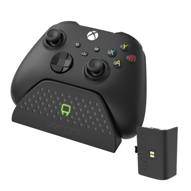 VENOM Set statie de incarcare si baterie reincarcabila, Venom, VS2880, Compatibilitate Xbox One, Xbox Seriile S & X, 850 mAh, Negru