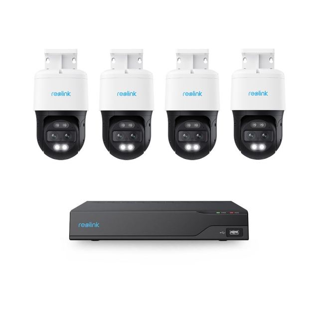 Sistem supraveghere exterior IP Speed Dome PTZ basic Reolink KIT-RLK-4INTIP-8MP-15M-P-M, 4 camere, 8MP, 2.8 + 8 mm, LED/IR 15 m, dual band, slot card, microfon si difuzor, PoE, HDD 2 TB