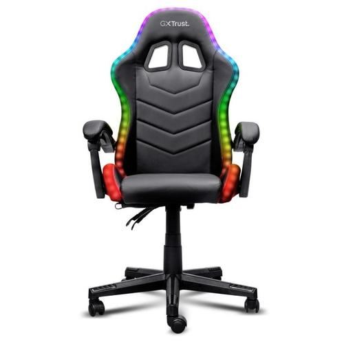 Scaun gaming Trust GXT 704 Roniq RGB, 5 roti, gas lift clasa 3, ajustabil pe inaltime, material PU leather, greutate maxima suportat 110 kg, Negru