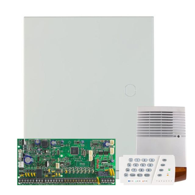 Kit alarma antiefractie Paradox Spectra SP6000+K636+SL-900B, 2 partitii, 8-32 zone, 32 utilizatori, cutie cu traf