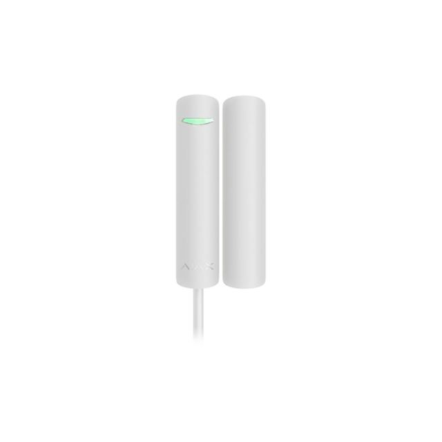 Contact magnetic Ajax DoorProtect Plus Fibra WH, aparent, 1 intrare NC, reed, accelerometru, alb