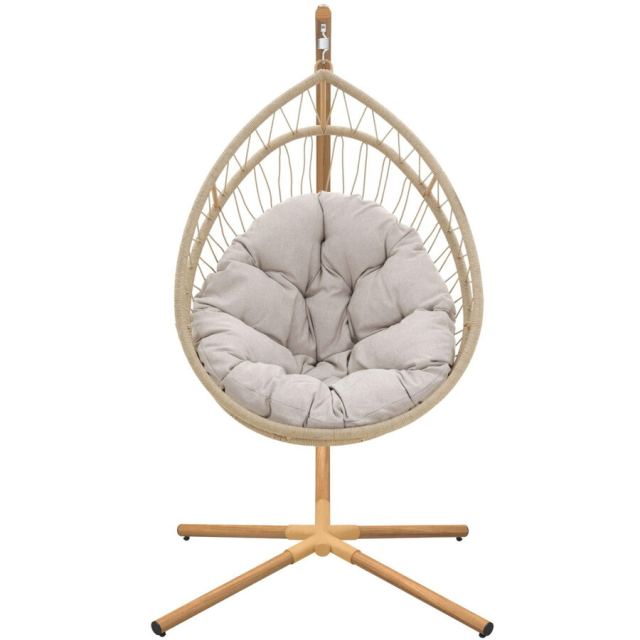 Naterial Fotoliu suspendat, pentru o persoana, otel-textil, 125x100 x190 cm, Bej