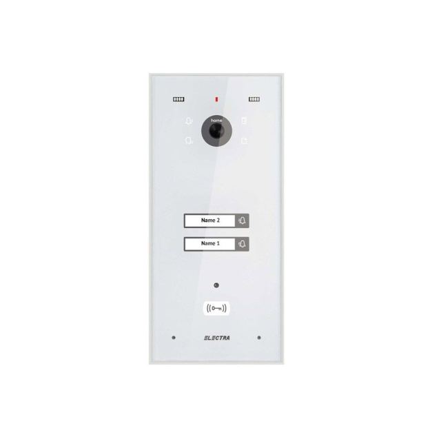 Videointerfon exterior Electra VPH.02F03.ELWTL, 2 familii, montaj aparent, alb