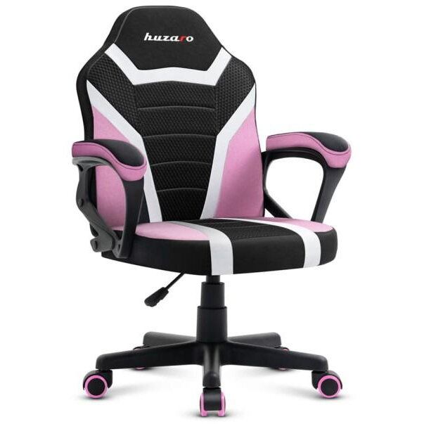 Huzaro Scaun gaming pentru copii Huzaro HZ-Ranger 1.0 Spider, Mesh respirabil, Cotiere moi, Roti din cauciuc, Reglaj inaltime, Design ergonomic (Negru/Roz)