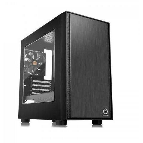 Thermaltake Carcasa PC Thermaltake Versa H17, microATX, MiniTower, Geam plexiglass, Fara sursa, 5 ventilatoare compatibile, 1 inclus, Negru