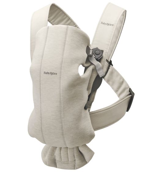 Marsupiu anatomic BabyBjorn Mini, cu pozitii multiple de purtare, 3D Jersey, Bej