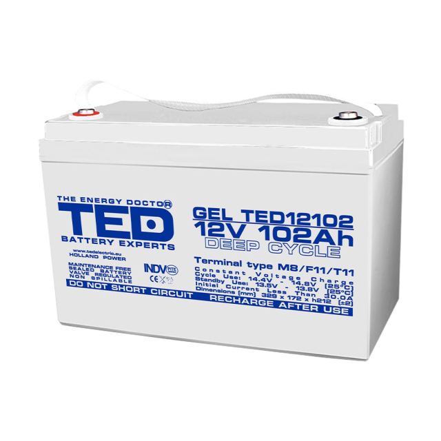Acumulator  AGM TED Deep Cycle TED003492, 12 V, 102 Ah, M8