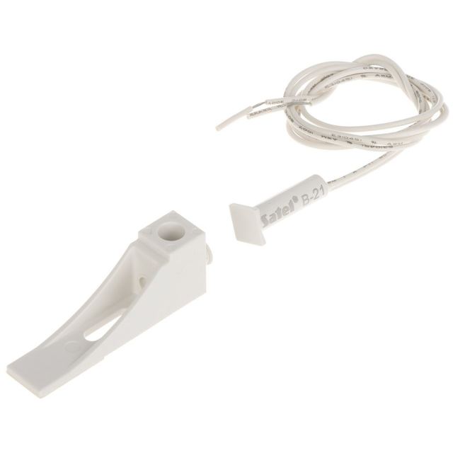 Contact magnetic cu suport Satel B-21, incastrat, NO, alb