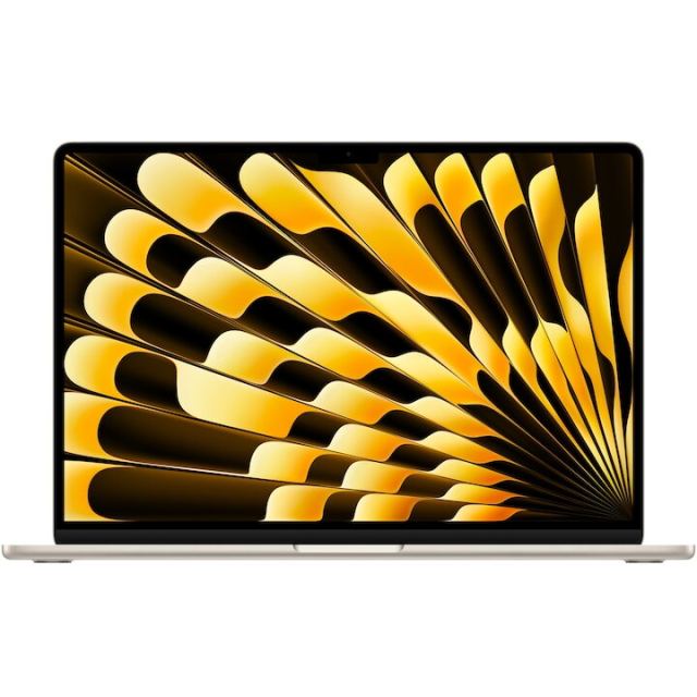 Apple Laptop Apple MacBook Air 15 cu procesor Apple M5, Display 15.3 2.8K, 10 nuclee CPU, 10 nuclee GPU, 16 nuclee Neural Engine, 32GB RAM, 512GB SSD, Starlight, Tastatura Internationala