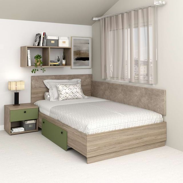 Pat colt copii cu sertar lateral AMBRO, 90x200