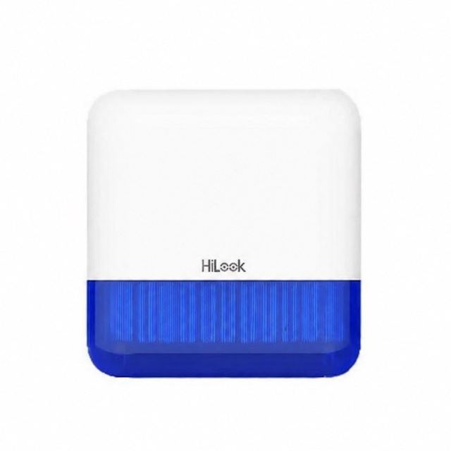 Sirena wireless exterior HiLook ALARM-S201-E-WE-B, 110 dB, 868 MHz, raza 1600 m, autonomie baterie 3 ani, IP65, albastra