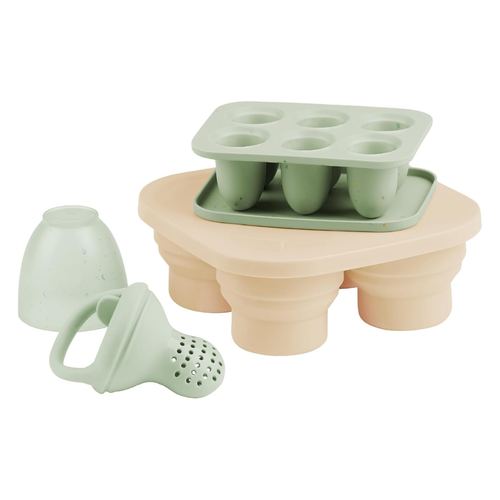 Set recipiente din silicon si feeder pentru bebelusi Babymoov A004411, Verde
