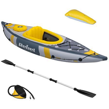 Caiac gonflabil, Rebel Active RBA-4515, 1 persoana, 6,7 kg, cu sezlong si vasle reglabile, Multicolor