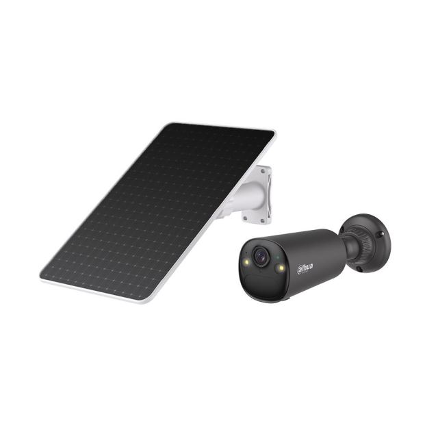 Camera supraveghere wireless 4G cu panou solar si iluminare duala Dahua AOV KIT/BF4CA-4G-0210B-XL/M0508, 4 MP, 2.1 mm, IR/lumina calda 15-20 m, PIR 12 m, acumulator, difuzor, slot card, detectie umana si vehicul