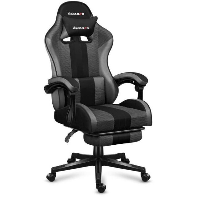 Huzaro Scaun gaming Huzaro HZ-Force 4.7, Mesh, Suport picioare, Cotiere moi, Perne lombara & cervicala, Cadru otel, Gri/Negru
