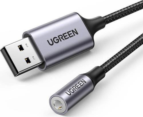 Adaptor audio Ugreen CM477, USB la Mini Jack 3.5mm, 0.25m (Gri)