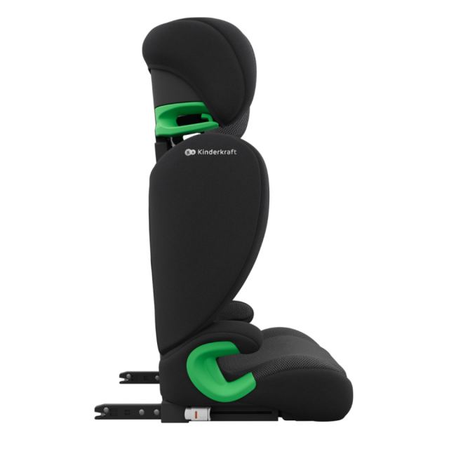 Scaun auto KinderKraft Junior Fix 2 Plus Black 100x150 cm, cu isofix, protectie SPS, tetiera reglabila, husa Air Flow