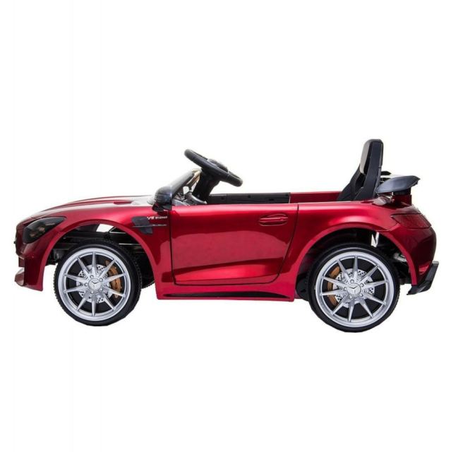 Masinuta electrica pentru copii Novokids Mercedes AMG GTR Rosu, 12V, roti din cauciuc EVA, usi cu deschidere, 2 viteze, 2 motoare 550 W
