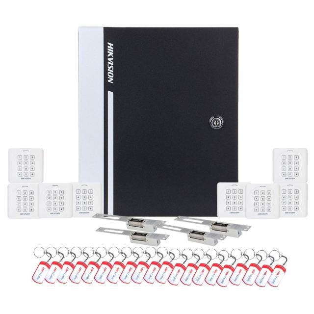 Sistem control acces Hikvision KIT-CA-4UBCC, cod, cartela, 13.56 KHz, patru usi bidirectionale