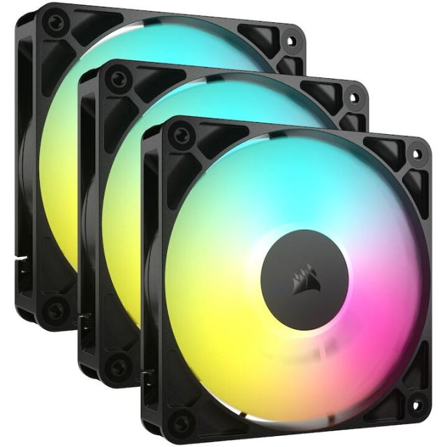 CORSAIR Set 3 Ventilatoare CORSAIR RS120, ARGB PWM, 120 mm, 420 - 2100 RPM, Negru