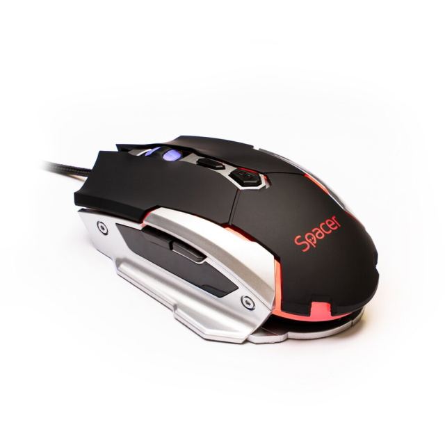spacer Mouse SPGM-PULSAR-LITE Spacer, gaming, cu fir, USB, optic, 3.200 dpi, butoane/scroll 7/1, iluminare, Negru
