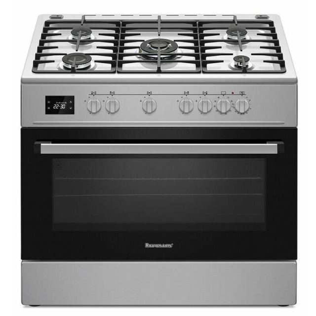 Ravanson Aragaz mixt modern Ravanson KWGE-K90A Cheff, Plita cu gaz si cuptor electric, Argintiu