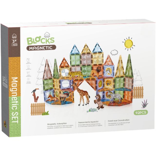 Bufnitel Joc magnetic Diamond La Zoo - 92 piese (7.5 cm)