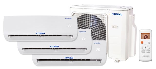 Pachet 3 camere, Aer conditionat multi-split Hyundai M, 9000 + 9000 + 12000 BTU, Inverter, kit Wi-Fi inclus, 2 x HSAFAU-09HRDN + HSAFBU-12HRDN + H3OE-27HFN8-Q
