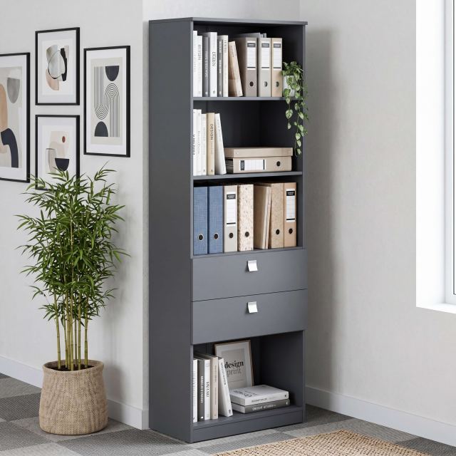 Biblioraft LINEA 70, 2 rafturi, 2 sertare