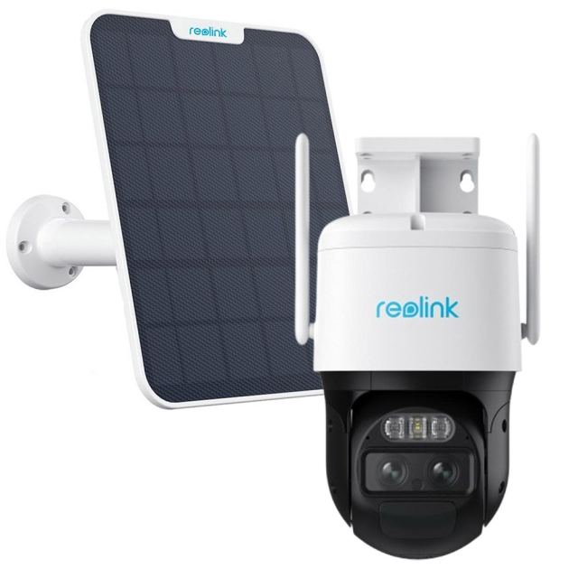 Camera supraveghere rotativa wireless IP WiFi PTZ cu panou solar Reolink TrackMix B770+SOLAR, 2K, 2.8 + 8 mm, lumina alba / IR 30 m, dual band, microfon, slot card, difuzor, acumulator 5100 mAh