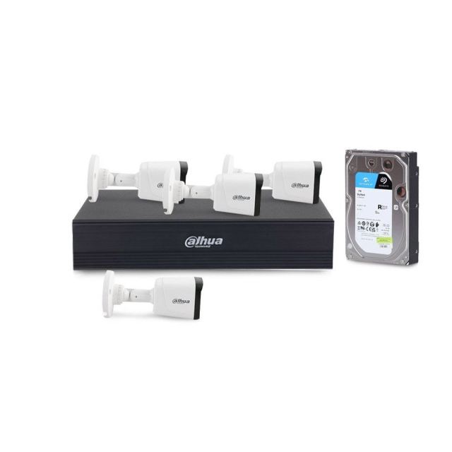 Sistem supraveghere exterior basic Dahua DH-4EXTIR20-2MP-1TB, 4 camere, 2 MP, 3.6 mm, IR 20 m, HDD 1TB