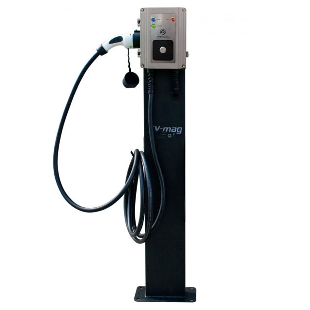 Statie fixa incarcare masini electrice EV-MAG GS107T2GCS-CP, 7 kW, Type 2, monofazat, comutator de putere, montaj pe stativ