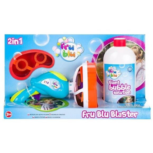 Fru&nbsp;Blu Set baloane de sapun Fru Blu - Blaster 2 in 1, cu solutie baloane 500 ml