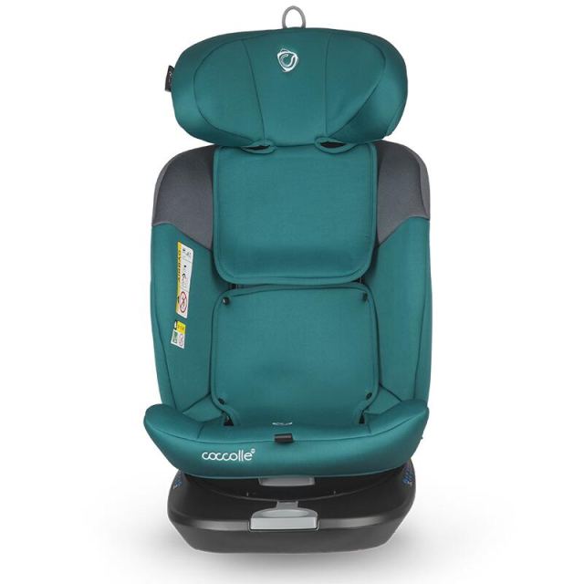 Scaun auto rotativ cu Isofix Coccolle Atira iSize R129, pentru copii de 40-150 cm sau 0-36 kg, Top Tether, Centuri in 5 puncte, Pozitie de somn, Tetiera reglabila, Carcasa ranforsata metalic, Cu spuma de memorie in 3 straturi