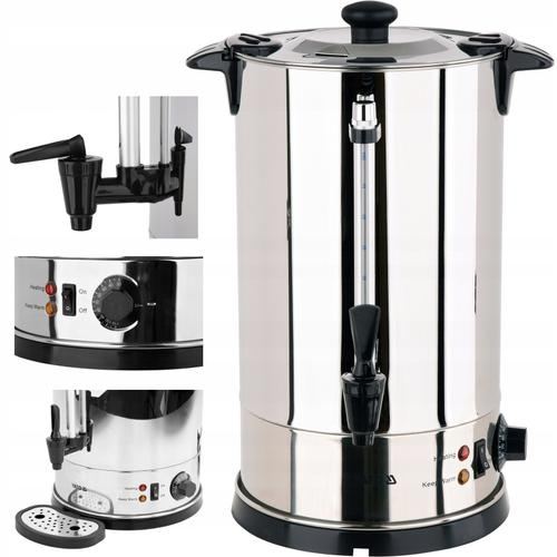 Incalzitor de apa Yato YG-04301 din otel inoxidabil, 1000W, reglaj temperatura 30–110°C, robinet anti-picurare si manere Twist-Lock, Inox, 8,8 L