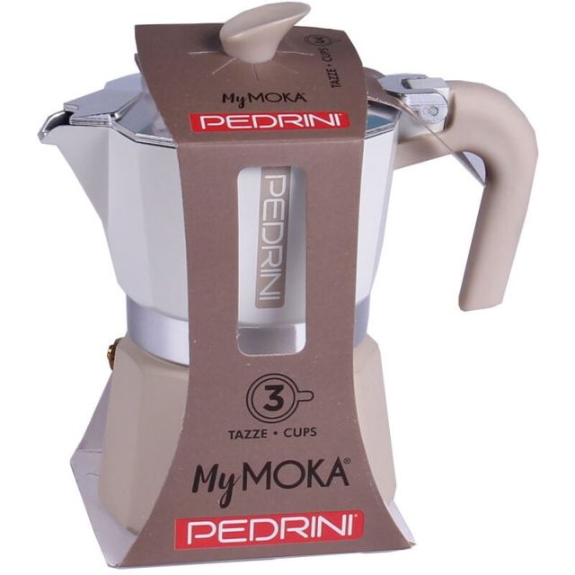PEDRINI Cafetiera moka Pedrini, 3 cani, aluminiu vopsit 2025 (02CF168)