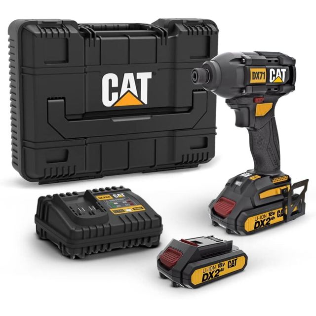 CAT Masina de insurubat cu impact CAT DX71, motor fara perii, 18V, 2 acumulatori de 2Ah si incarcator, cuplu 215Nm, 3 setari de viteza pana la 3200/min, frecventa impact 0-1600/2900/3600bpm