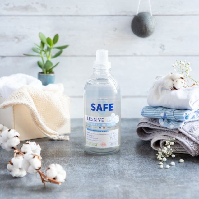 Detergent Bio pentru rufe, parfum proaspat de bumbac, fara alergeni Safe 1000 ml