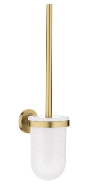 Perie WC Grohe Essentials, 40374GN1, pe perete, metal/sticla, mat, Auriu