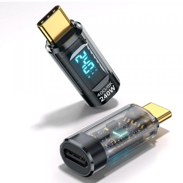 techsuit Adaptor Media USB-C Techsuit A23, USB-C la USB-C, Iesire video 8K 60Hz, Viteza transfer date pana la 40Gbps, Gri