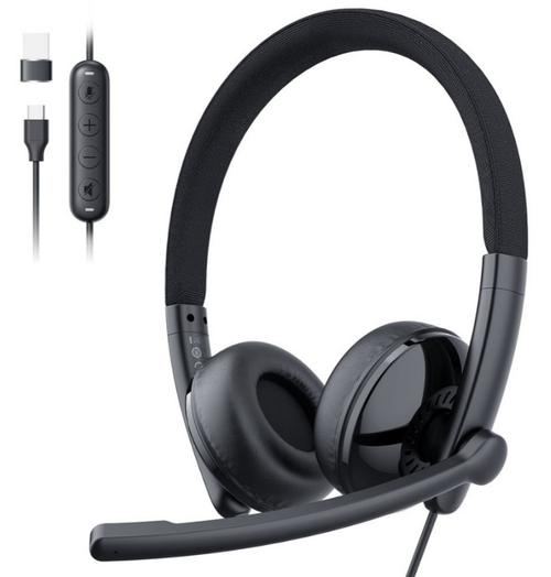 Casca Call Center USB-C / USB-A EMEET GeniusCall HS50, Neagra
