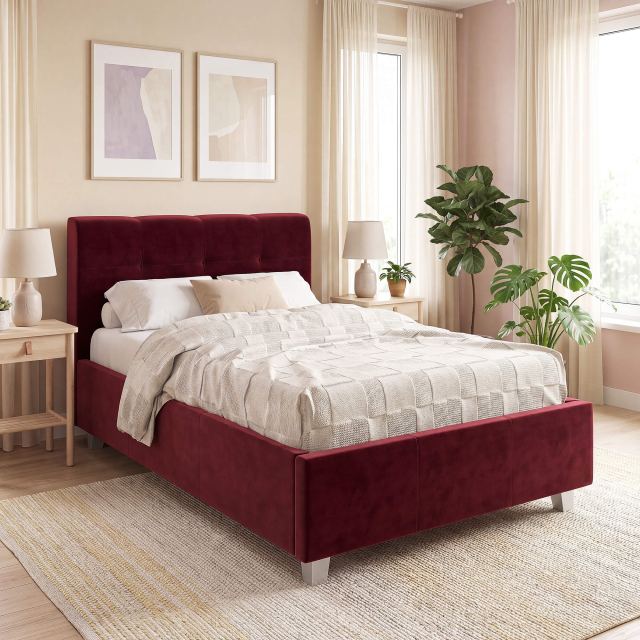 Pat de o Persoana ARISA 120x200 Catifea Bordo