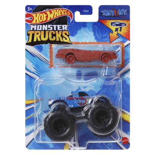 Set 2 masinute Hot Wheels - Monster Truck si masinuta metalica, Race Ace
