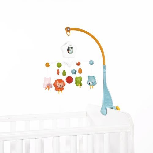 Carusel muzical pentru pat Lorelli Happy Animals Blue, cu proiector si sunete