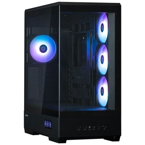 Zalman Carcasa PC Zalman P50 DS, Middle Tower, Sticla temperata, Fara sursa, ARGB, 10 ventilatoare compatibile, 4 incluse, Negru