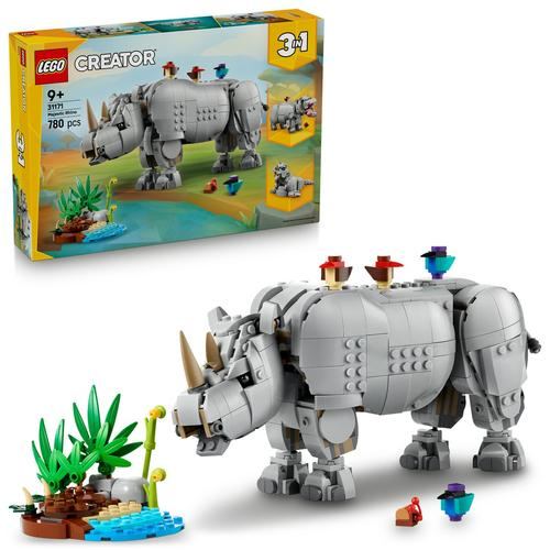 LEGO® Creator 31171 Animale salbatice: Rinocer maiestuos cu pasari, 780 de piese