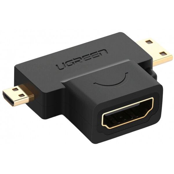 Ugreen Adaptor Video Ugreen HD129, miniHDMI / microHDMI - HDMI, 1080P, Negru
