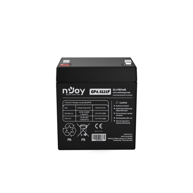 Acumulator AGM nJoy GP4.5121F, 12V, 13.4W / celula, 4.5 Ah