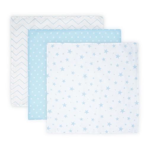 Set 3 scutece pled muselina, 80x80 cm, Lorelli Blue Mix